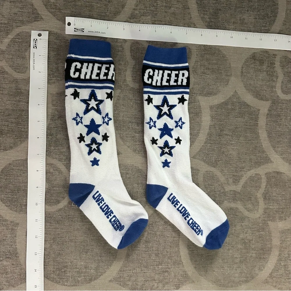Girls CHEER calf-knee high socks royal blue & white